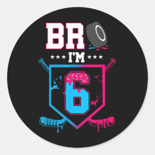 Bro I'm 6 Year Old Hockey Ice Cream Drip 6th Birth Classic Round Sticker
