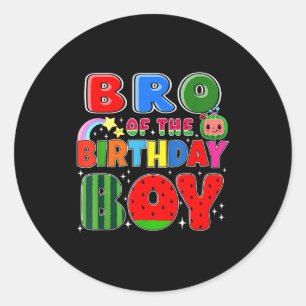 Bro Of The Birthday Boy Melon Family Matching Funn Classic Round Sticker