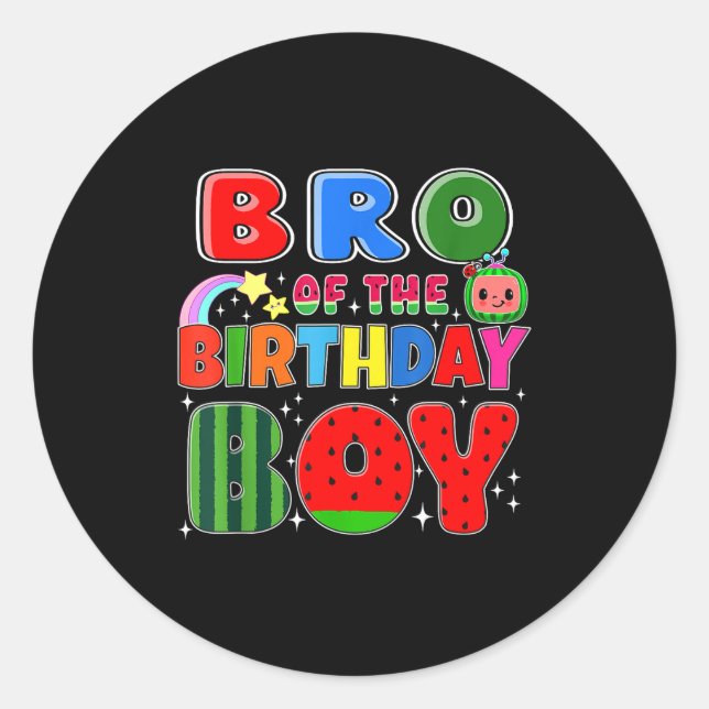 Bro Of The Birthday Boy Melon Family Matching Funn Classic Round Sticker (Front)
