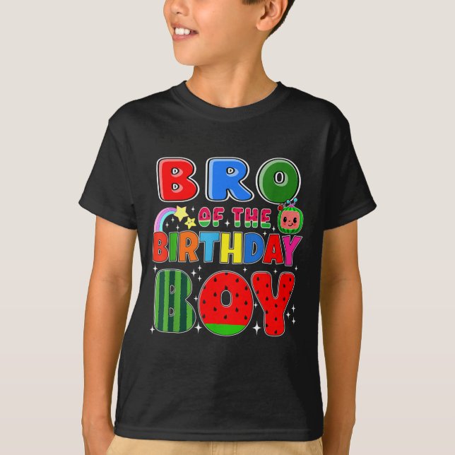 Bro Of The Birthday Boy Melon Family Matching Funn T-Shirt (Front)