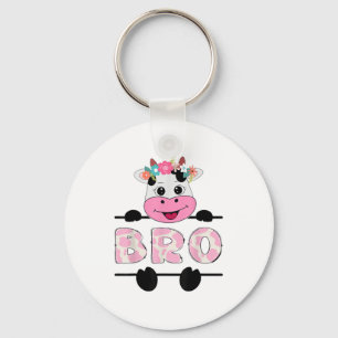 Bro Of The Birthday Girl Cow Brother Family Party  Key Ring