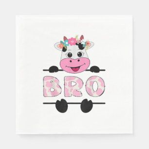 Bro Of The Birthday Girl Cow Brother Family Party  Napkin