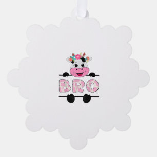 Bro Of The Birthday Girl Cow Brother Family Party  Tree Decoration Card