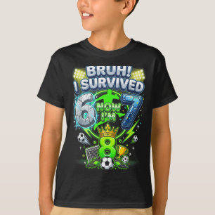 Bro Survived 6-7 8 Soccer Funny 8th Birthday Kids T-Shirt