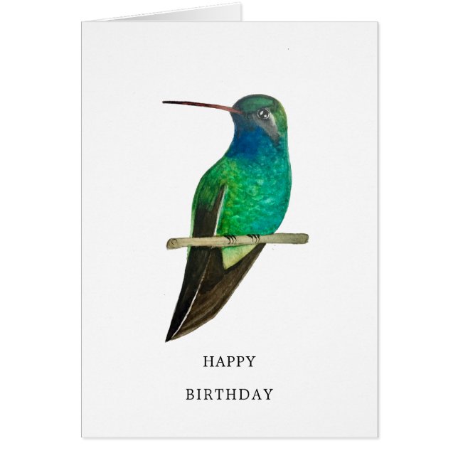 Broad-billed Hummingbird Birthday Card (Front)