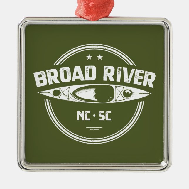Broad River North Carolina South Carolina Kayaking Metal Tree Decoration (Front)