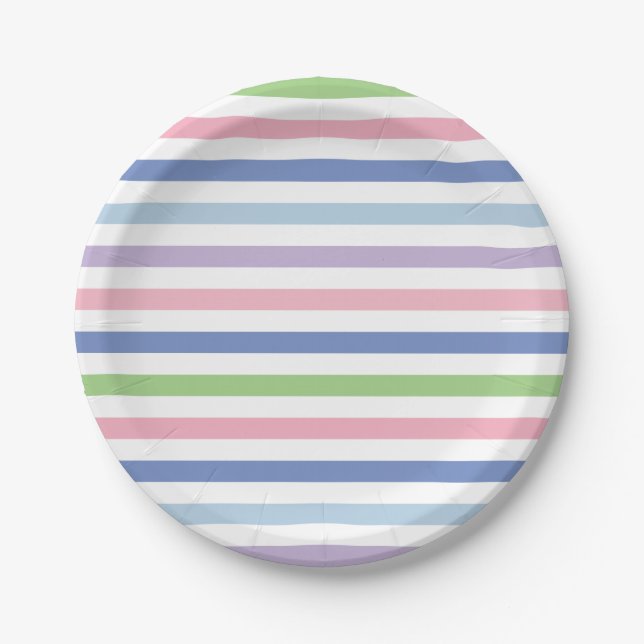 Broad Stripe Pastel Paper Plate (Front)
