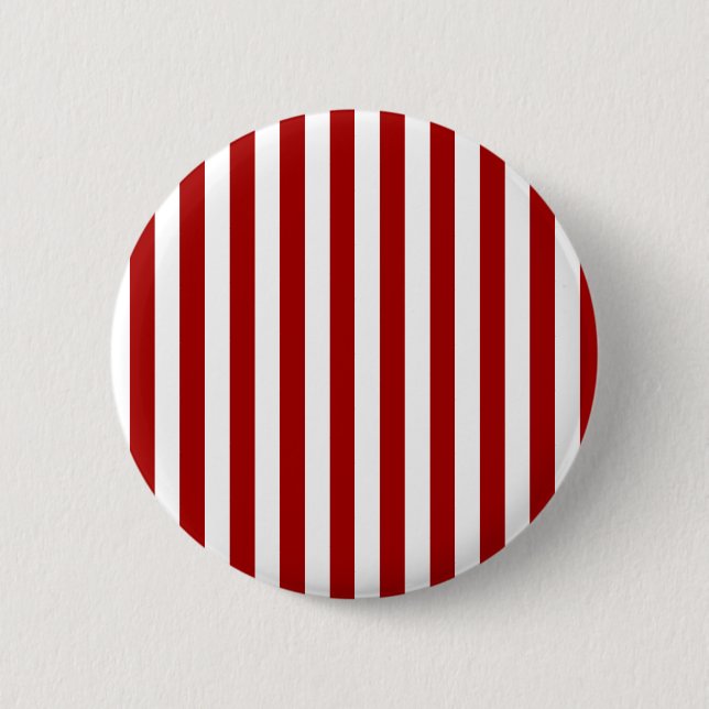 Broad Stripes - White and Dark Candy Apple Red 6 Cm Round Badge (Front)