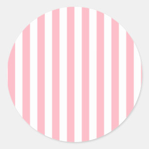 Broad Stripes - White and Light Pink Classic Round Sticker