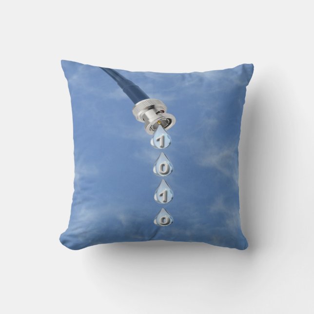 Broadband Cable Dripping Data Throw Pillow (Front)