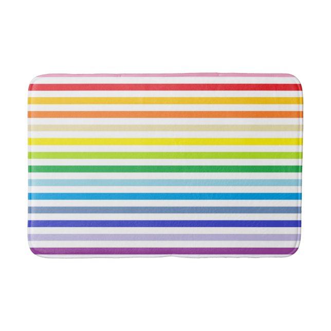 Broader Spectrum Rainbow and White Stripes Bath Mat (Front)