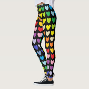 Broader Spectrum Rainbow Hearts Black Leggings