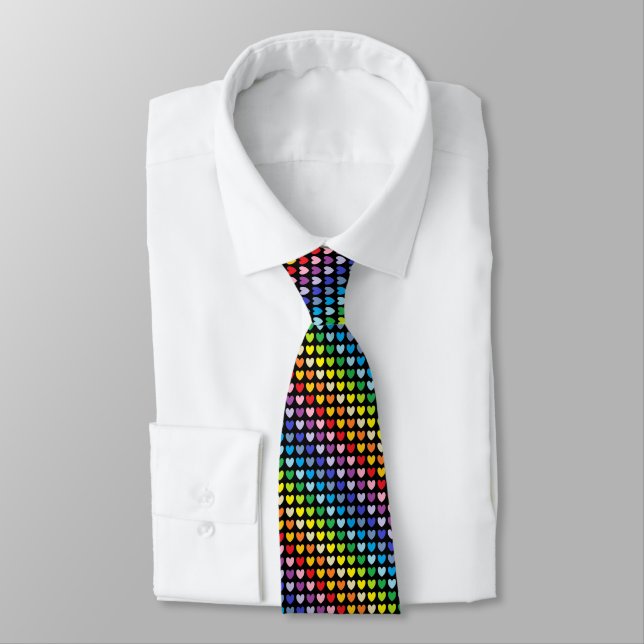 Broader Spectrum Rainbow Hearts Black Tie (Tied)