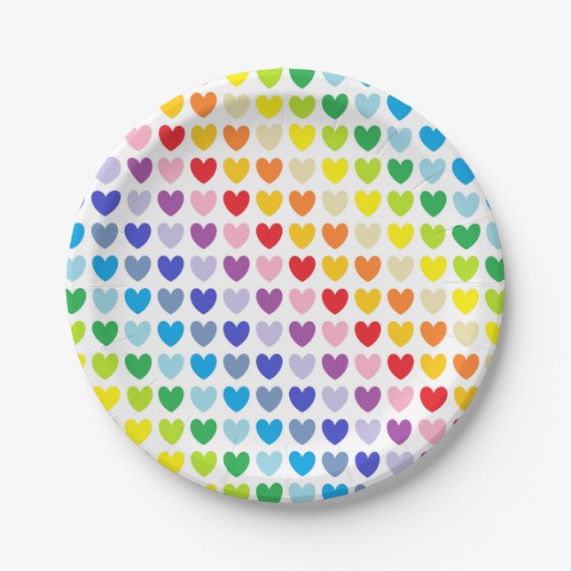 Broader Spectrum Rainbow Hearts Paper Plate (Front)
