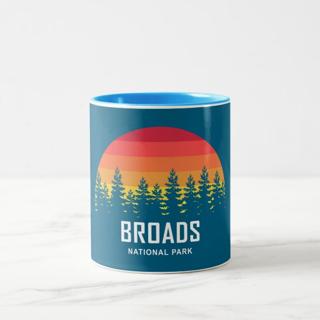 Broads National Park Rainbow Trees Two-Tone Coffee Mug (Center)