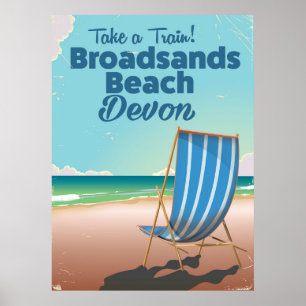 Broadsands Beach Devon vintage travel poster
