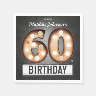 Broadway 60th Birthday Glamourous Marquee Custom Napkin