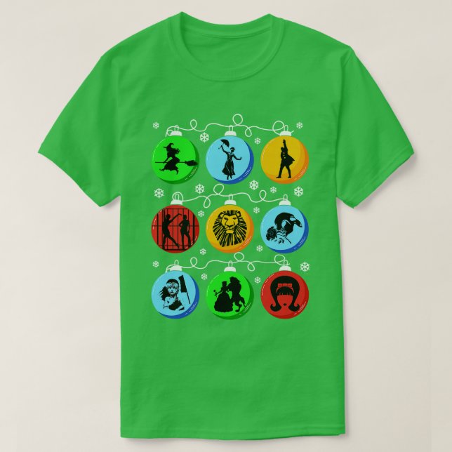 Broadway Christmas Bulbs T-Shirt (Design Front)