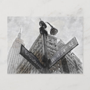 Broadway corner sign  postcard