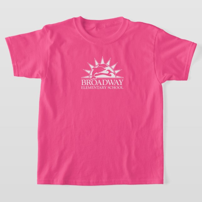 Broadway Elementary School kids white logo shirt (Laydown)