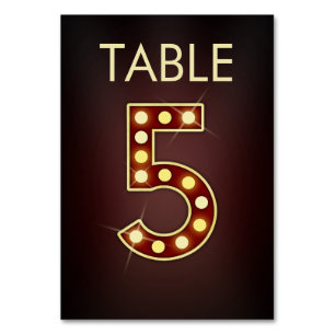 Broadway Marquee Sign Numbered Table Card