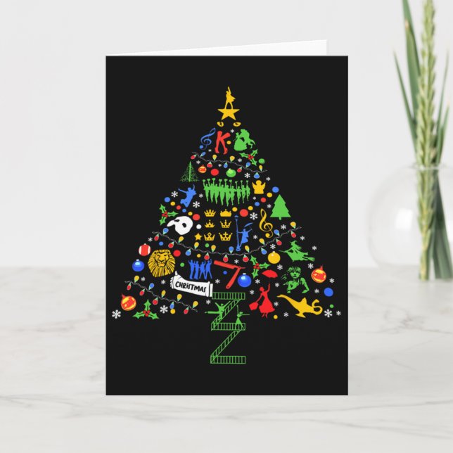 Broadway Musical Theatre Christmas Tree  Card (Front)