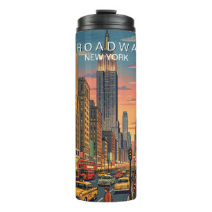 Broadway New York Travel Art Vintage Thermal Tumbler