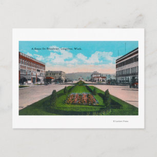 Broadway SceneLongview, WA Postcard