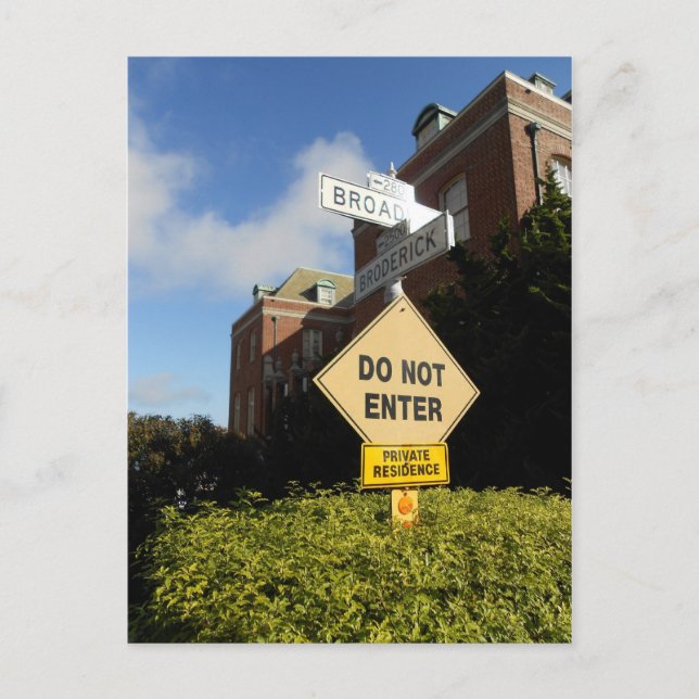 Broadway St & Broderick St, San Francisco, CA Postcard (Front)