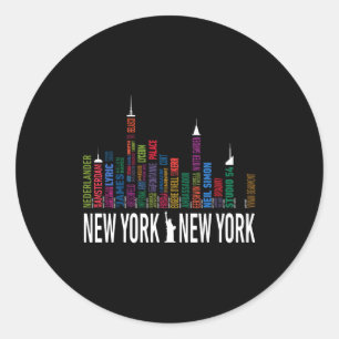 Broadway Theaters New York Skyline  Classic Round Sticker