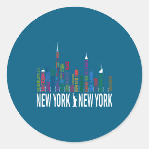 Broadway Theaters New York Skyline  Classic Round Sticker