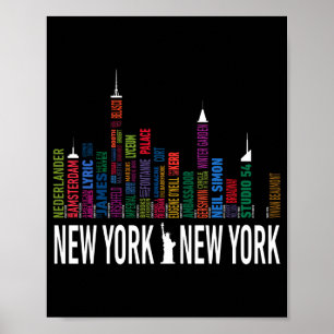Broadway Theaters New York Skyline Poster