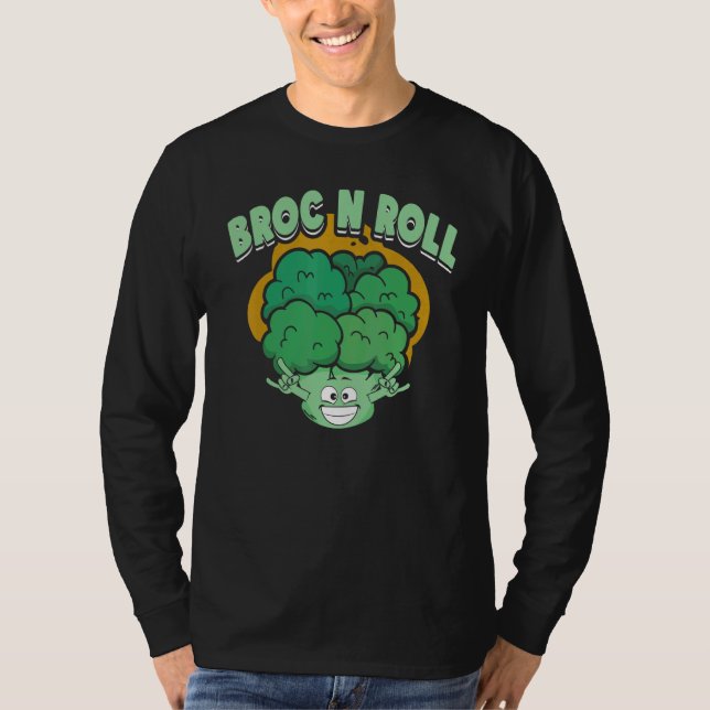 Broc N Roll   Vegan Vegetarian Broccoli Vegetable T-Shirt (Front)