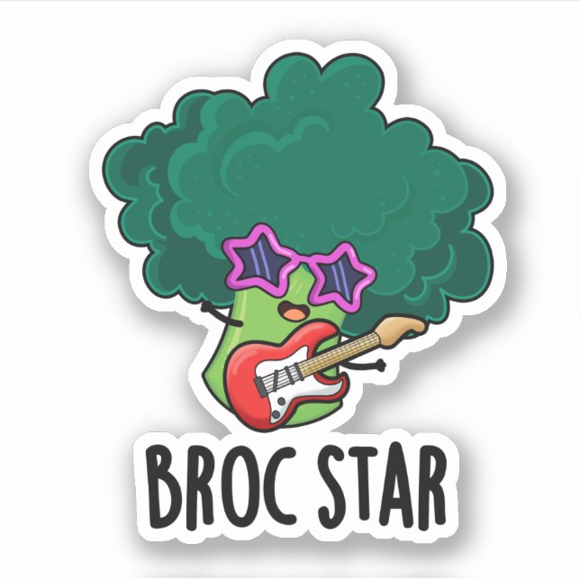 Broc Star Funny Brocolli Rock Star Pun  (Front)