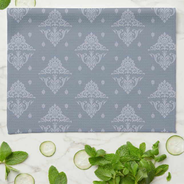 Brocade on green tea towel (Folded)