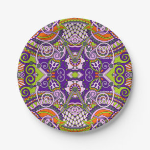 Brocade pattern paper plate