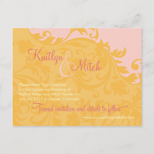 Brocade Save the Date Postcard (Front)