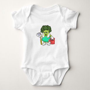 Broccoli as Farmer with Watering can Baby Bodysuit