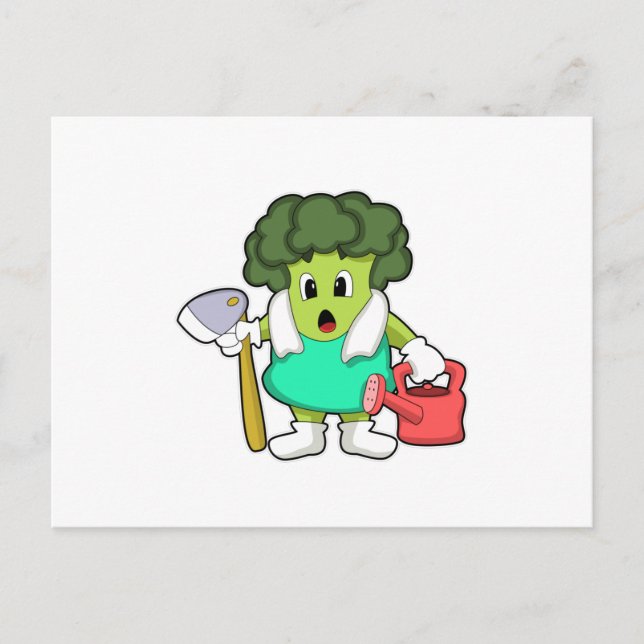 Broccoli as Farmer with Watering can Postcard (Front)