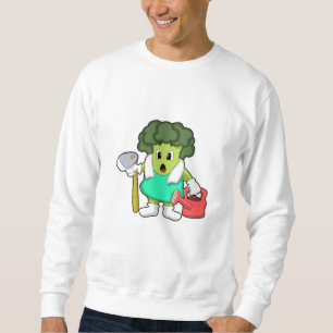 Broccoli as Farmer with Watering can Sweatshirt