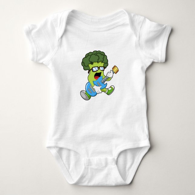 Broccoli as Musician with Guitar Baby Bodysuit (Front)