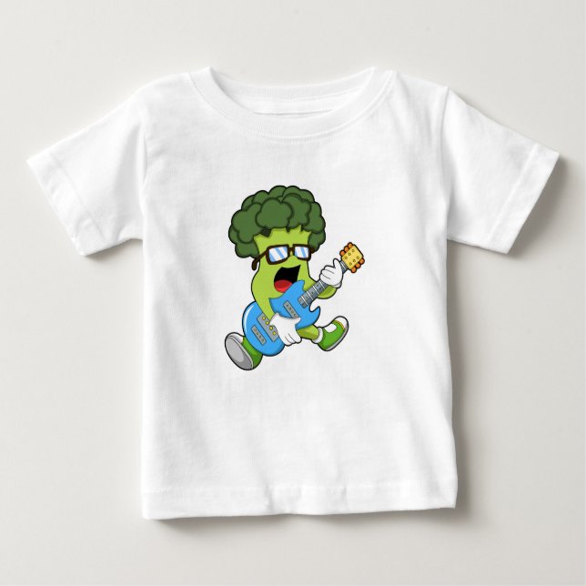Broccoli as Musician with Guitar Baby T-Shirt (Front)