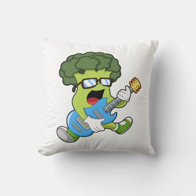 Broccoli as Musician with Guitar Cushion (Front)