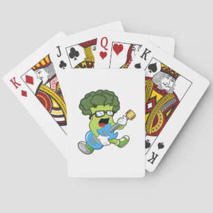 Broccoli as Musician with Guitar Playing Cards