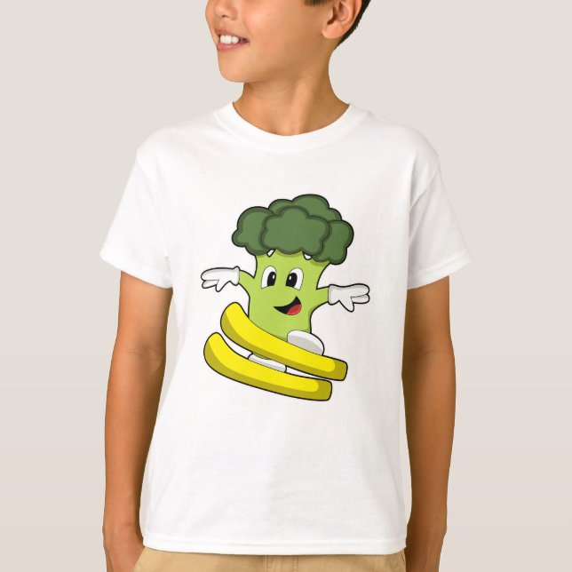 Broccoli as Skier with Ski T-Shirt (Front)