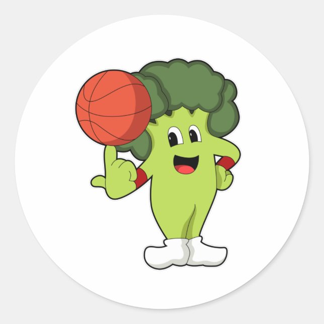 Broccoli at Basketball Sports Classic Round Sticker (Front)