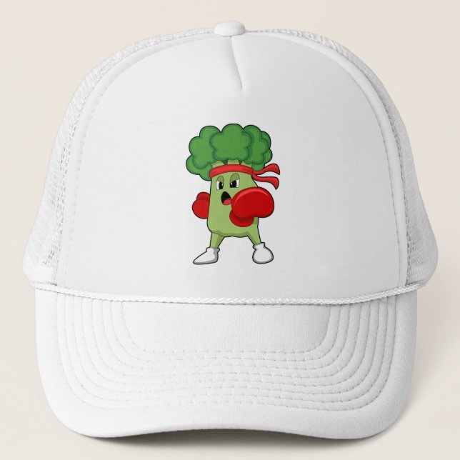 Broccoli at Boxing with Boxing gloves Trucker Hat (Front)