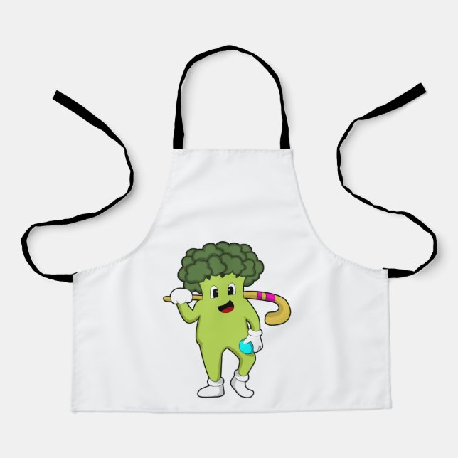 Broccoli at Hockey with Hockey bat Apron (Front)