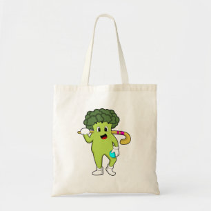 Broccoli at Hockey with Hockey bat Tote Bag