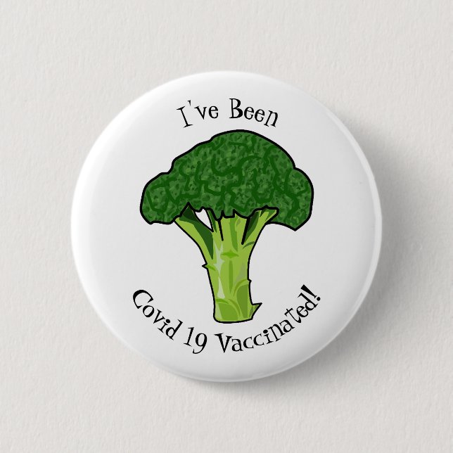Broccoli cartoon illustration 6 cm round badge (Front)